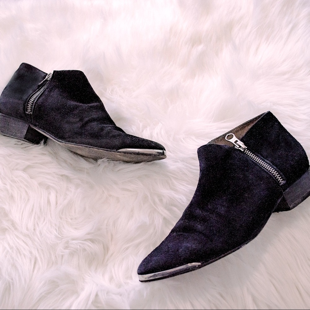 Aldo pointy black suede booties